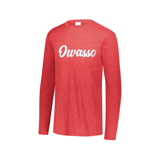 [FTLCUBRD-AXS-LOGO2] Decker Men's Tri-Blend T-Shirt - Long Sleeve (Adult XS, Red, Logo 2)