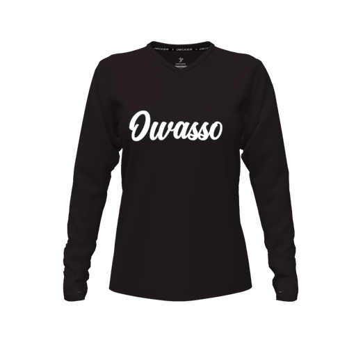 [FTLVCFBK-FYXS-LOGO2] Decker Comfort T-Shirt (Female Youth XS, Black, V Neck, Logo 2, Long Sleeve)