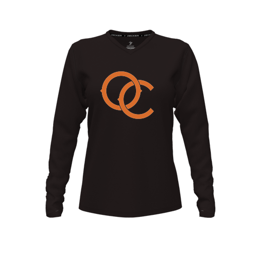 [CUS-DFW-TEES-CMF-VNK-LSL-BLK-FYXS-LOGO3] Decker Comfort T-Shirt (Female Youth XS, Black, V Neck, Logo 3, Long Sleeve)