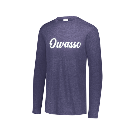 [FTLCUBNV-AXS-LOGO2] Decker Men's Tri-Blend T-Shirt - Long Sleeve (Adult XS, Navy, Logo 2)