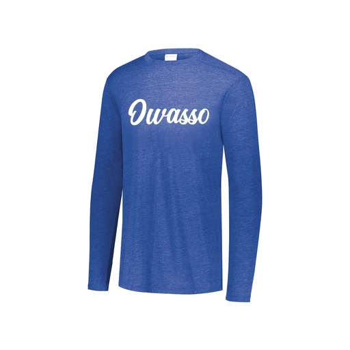 [FTLCUBRY-YS-LOGO2] Decker Youth Tri-Blend T-Shirt - Long Sleeve (Youth S, Royal, Logo 2)