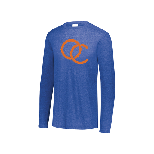 [FTLCUBRY-YS-LOGO3] Decker Youth Tri-Blend T-Shirt - Long Sleeve (Youth S, Royal, Logo 3)