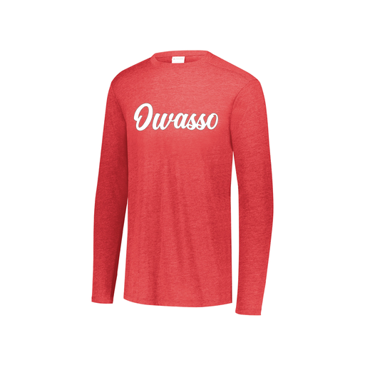[FTLCUBRD-YS-LOGO2] Decker Youth Tri-Blend T-Shirt - Long Sleeve (Youth S, Red, Logo 2)